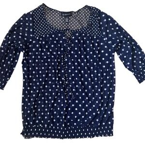 INC Polkadot Sheer Blouse Size 1x Preppy coastal